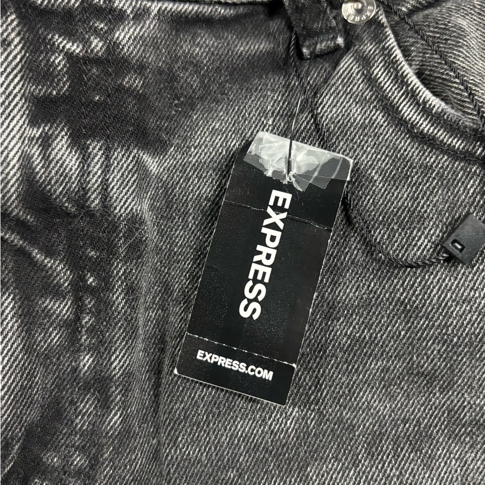 Express NWT Straight Ankle High Rise Jeans 12S Black Wash Distressed - Picture 5 of 16